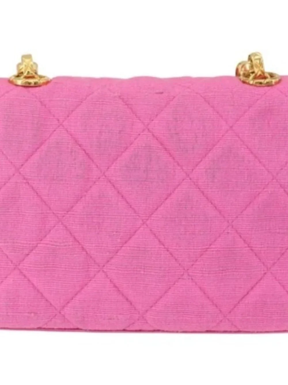 CHANEL Matelasse Chain Camelia Shoulder Bag Canvas Pink Gold CC Auth 172461V